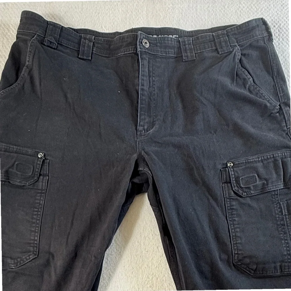 Duluth Trading Co Cargo Pants Mens 42x30 Flex Fire Hose Relaxed Fit Black